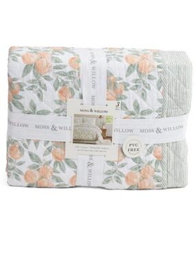 Moss & Willow Blossom Quilt Set - White & Peach